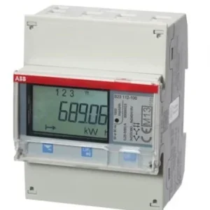 ABB B23 112-100, Energy Meter, Modular, DIN Rail, Three Phase, 65 A, 220 to 400 Vac, Class B, Pulse Output, RS485