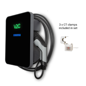 V2C Trydan 7,4kW Solar - Display, 1 Phase, Type 2 cable, Black