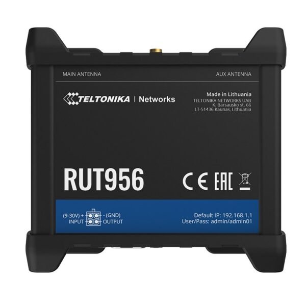 RUT956 Industrial Cellular Router, 4G LTE (Cat 4), 3G, 2G, Wifi
