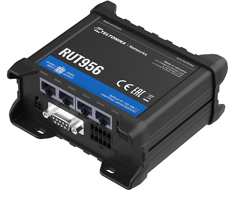 RUT956 Industrial Cellular Router, 4G LTE (Cat 4), 3G, 2G, Wifi - Image 1