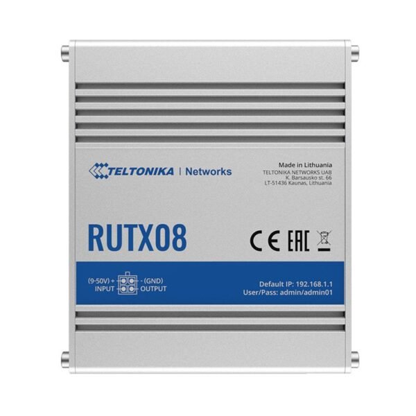 RUTX08 Industrial Ethernet Router, 4 x Gigabit Ethernet, VPN
