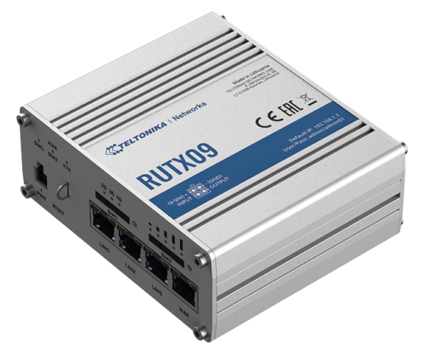 RUTX09 Industrial Router 4G LTE CAT 6, Dual Sim Gigabit Ethernet
