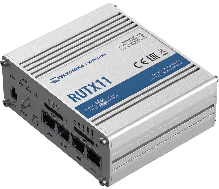 RUTX11 Industrial Cellular Router 4G LTE Cat 6, Wifi & BT - Image 1