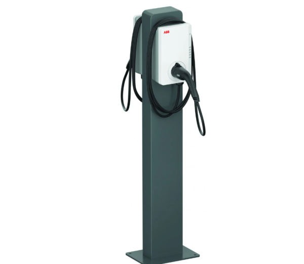 2x ABB Terra AC 22 kW socket with steel pedestal