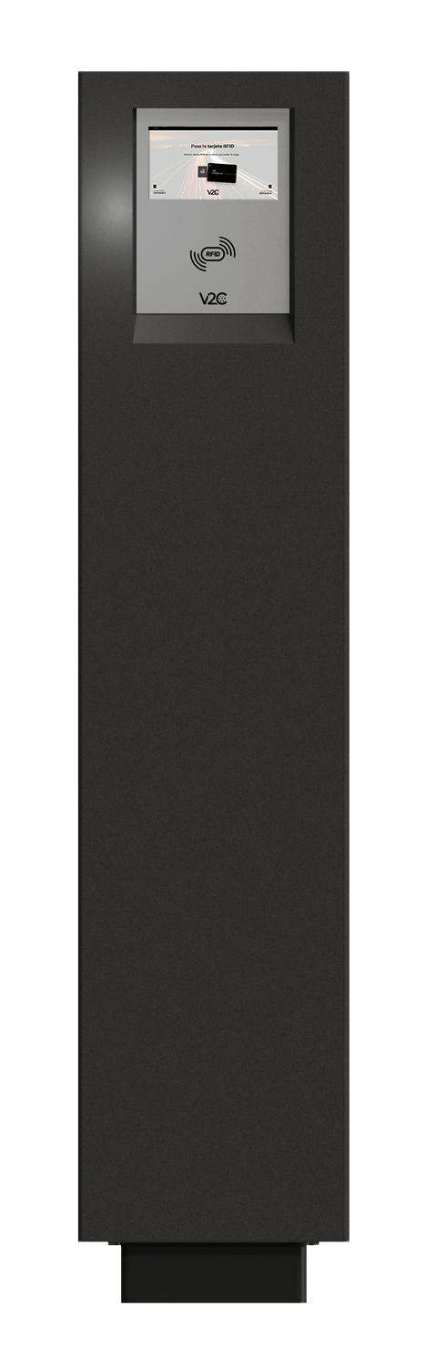 V2C POLE PRO socket (2×22 kW), 8'' Display, 4G, LAN/Wifi, RFID