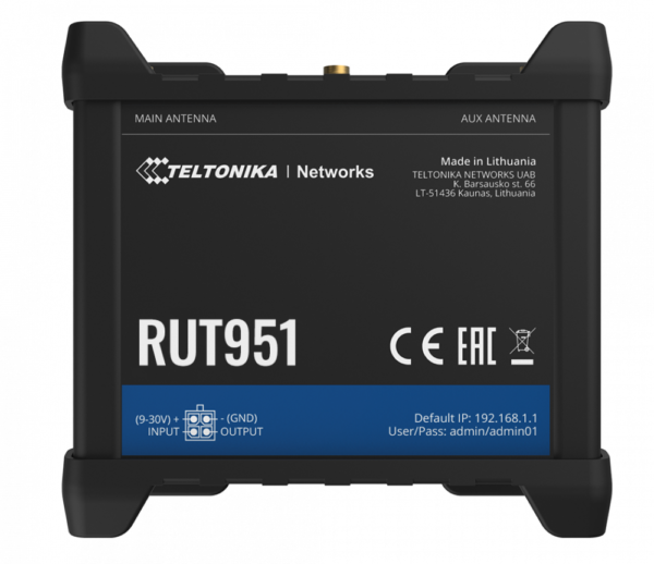 Teltonika RUT951 Industrial Cellular Router 4G LTE (Cat 4), 3G, 2G, Dual Sim, Wifi
