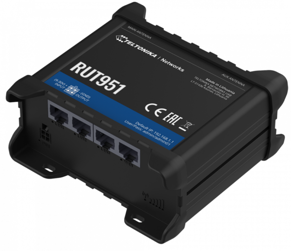Teltonika RUT951 Industrial Cellular Router 4G LTE (Cat 4), 3G, 2G, Dual Sim, Wifi