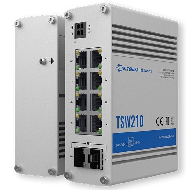 TSW210 Unmanaged Industrial Switch 8 x Gigabit Ethernet ports, 2 x SFP ports